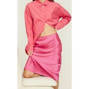 Samsoe Samsoe Agneta Skirt Satin A-Line Midi Fandango Pink Small